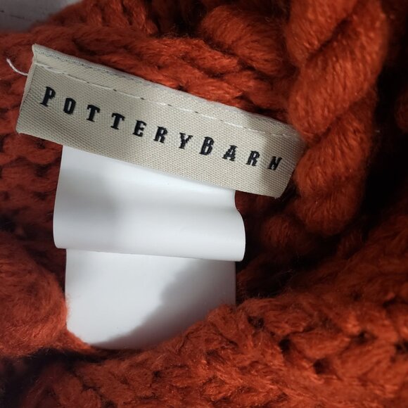 Pottery Barn  Burnt Orange Knitted Diamond Pattern Blanket Throw 54 X 78 - Picture 2 of 5